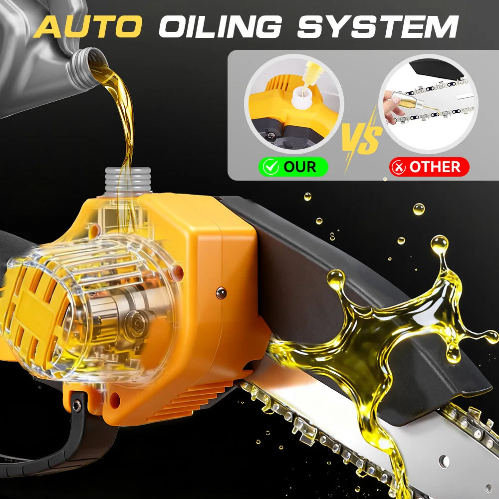 Scie à chaîne électrique MELLWIN 6 pouces – mini scie d’élagage portable, compatible batterie Makita 18 V