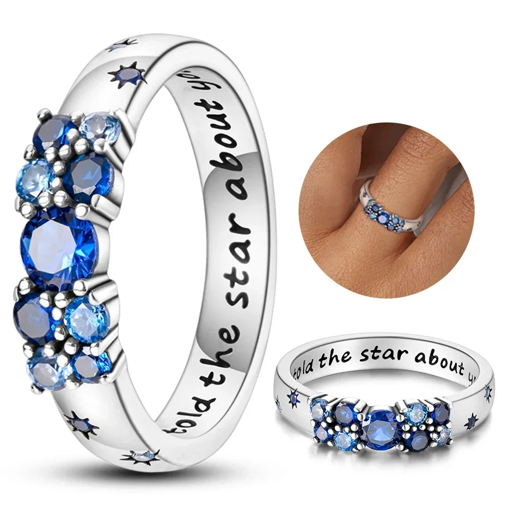 Colorful Zircon Sun Moon Star Stackable Rings for Women.