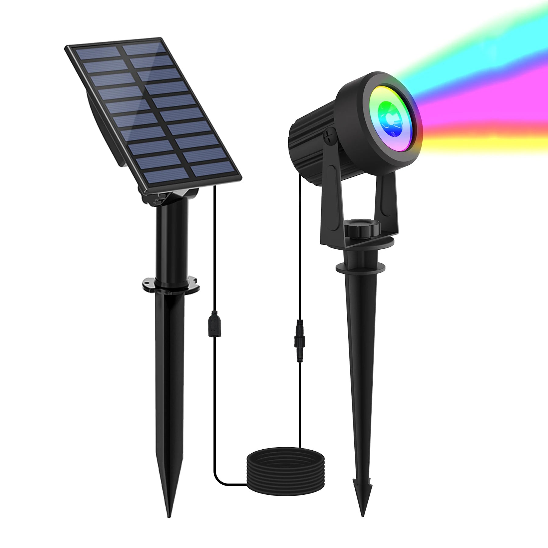 Projecteur solaire LED RGB – 1/2/4/6 lumières, IP65, couleurs cycliques, éclairage décoratif extérieur pour jardin et fêtes