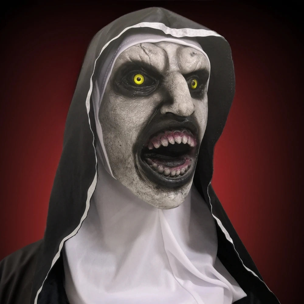 Costume de nonne effrayante d'halloween, masque en Latex, accessoire de Cosplay en caoutchouc pour scène, Bar, divertissement, salle d'évasion, accessoire de maquillage de fête