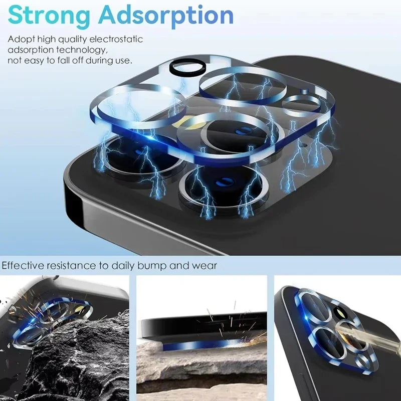 Protecteur d’objectif de caméra en verre – 4 pièces (iPhone 17/16/15/14/13/12/11 Pro Max)