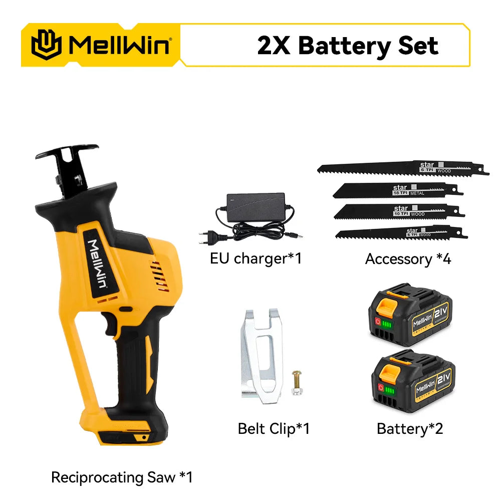 MELLWIN 3600W scie alternative électrique sans brosse outil de scie de coupe de tuyau en bois et en métal pour broche de batterie Makita 18V