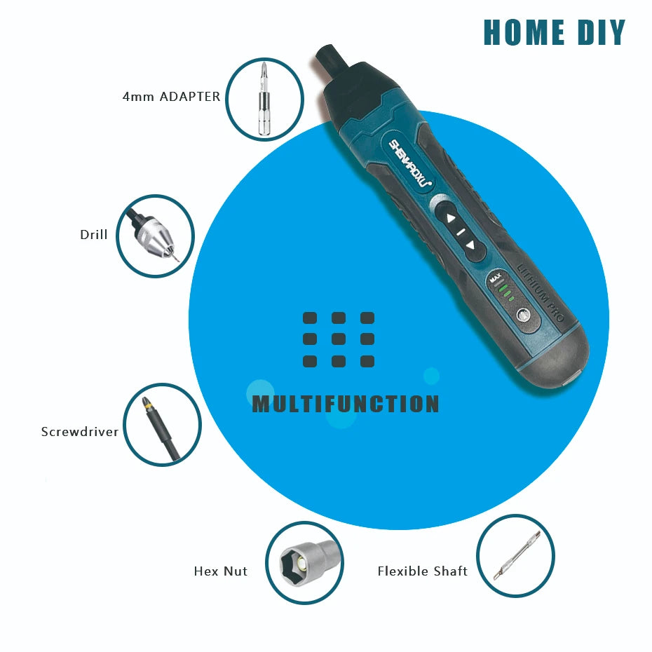 Cordless Electric Screwdriver Rechargeable 1300mah Lithium Battery Mini Drill 3.6V Power Tool Set Household Maintenance Repair