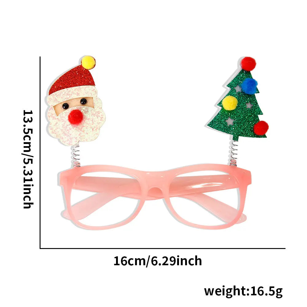 Lunettes de Noël, père Noël et bonhomme de neige, décoration de fête, cadres de lunettes à lumière froide