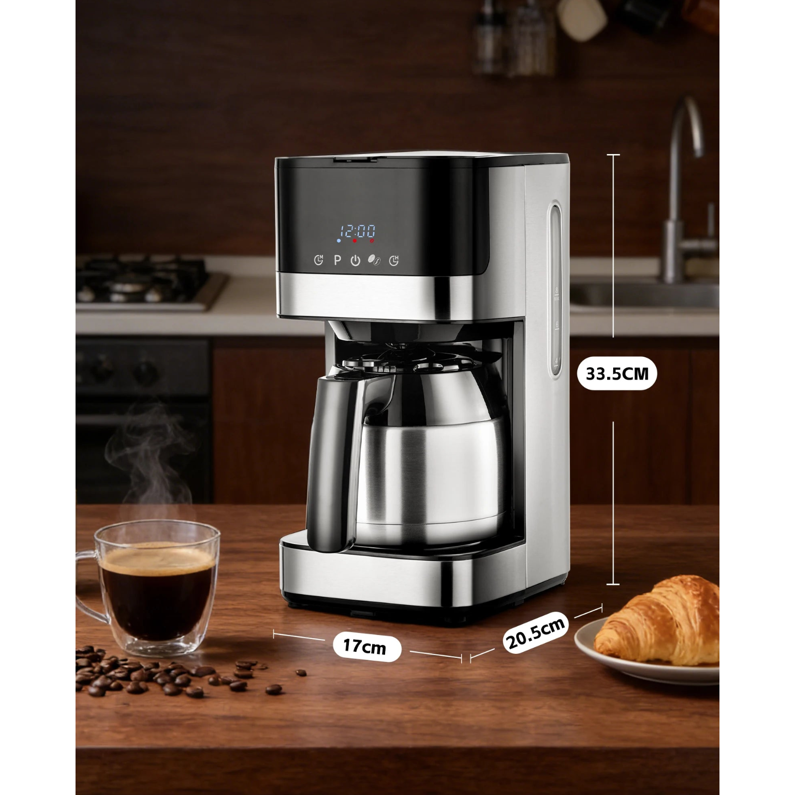 Machine à café filtre avec carafe isotherme en acier inoxydable