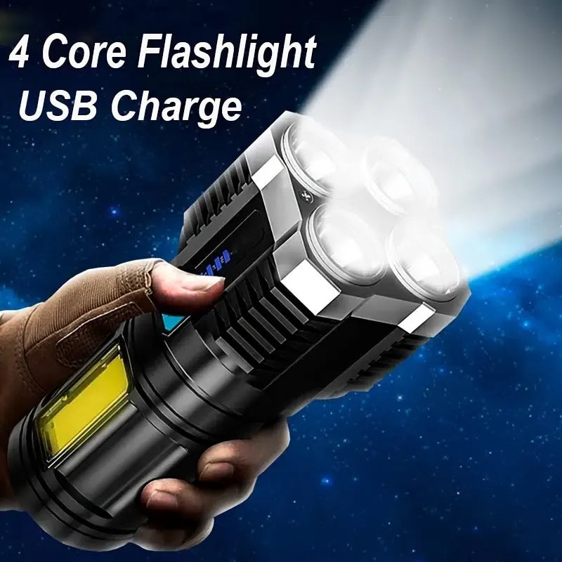 High Power LED Flashlights, Camping Torch, COB Side Light, Portable Hand Lantern, 4 Lighting Modes 