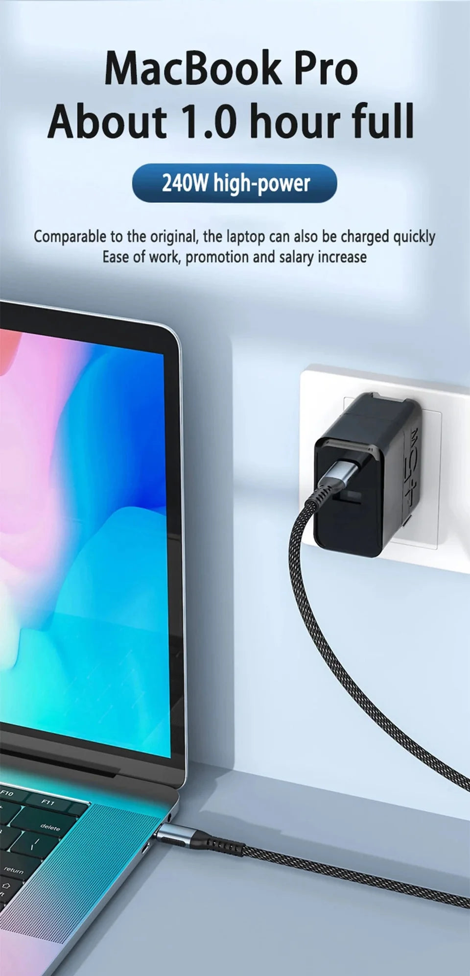 Câble USB-C vers USB-C 240W PD 3.1, charge super rapide 5A pour iPhone 15, Xiaomi, Samsung S23, Huawei, MacBook