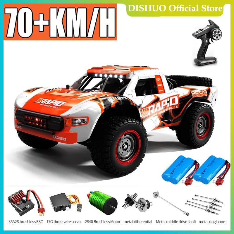 Voiture Rc tout-terrain 4x4, 50 km/h ou 70 km/h, moteur sans balais à grande vitesse, Monster Truck 1/16, voitures de course dans le désert/neige, jouets pour garçons