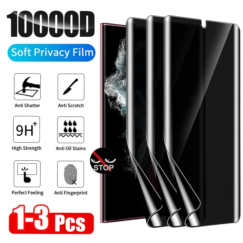 Film de protection Hydrogel Anti-Peep – 1 à 3 pièces – Samsung Galaxy S21 FE/S22/S23/S24 Ultra/Plus/Note 10/20