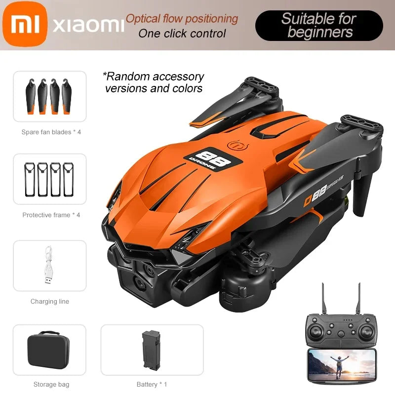 Drone D88 Xiaomi – HD 4K/8K, double caméra, flux optique, vol stationnaire, geste tir, quadricoptère pliable pour photographie aérienne professionnelle