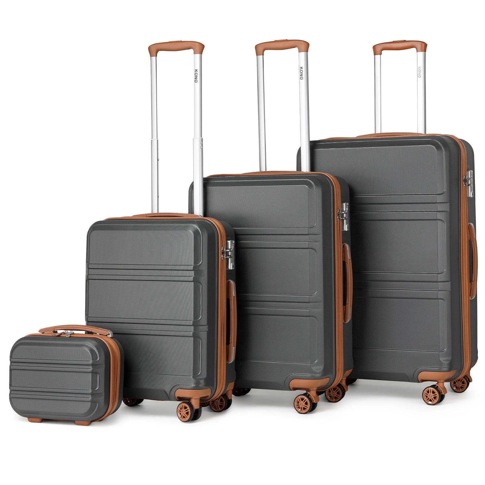 Ensemble de bagages rigides ABS KONO 4 pièces – léger, 8 roues doubles, serrure TSA, valises S-M-L-XL