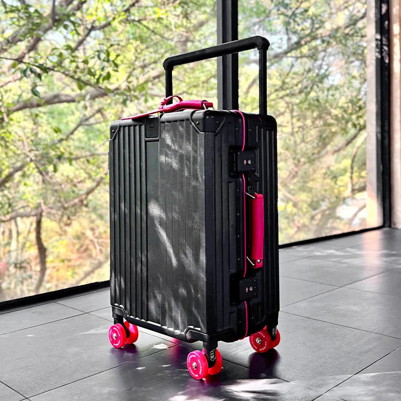 Valise rigide en PC avec poignée télescopique à tube large SUSHIMU – bagage à roulettes extensible, 20, 24, 26 et 28 pouces