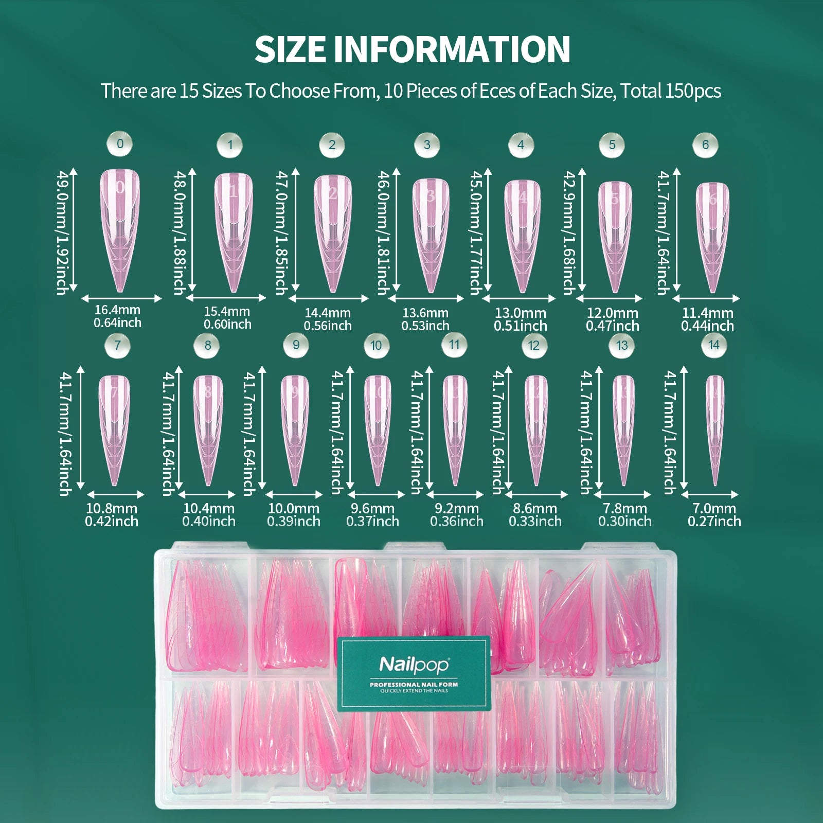 Formes d’ongles français double forme, 360 pièces, 6 styles uniques