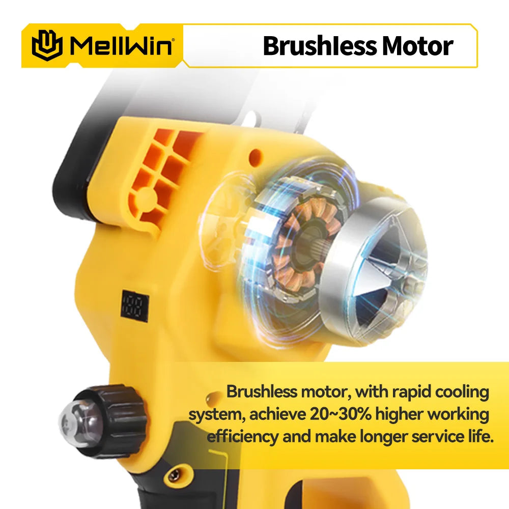 MELLWIN – scie à chaîne électrique sans balais de 8 pouces, tronçonneuse sans fil pour coupe du bois, outil de scie pour Makita, broche de batterie 18V