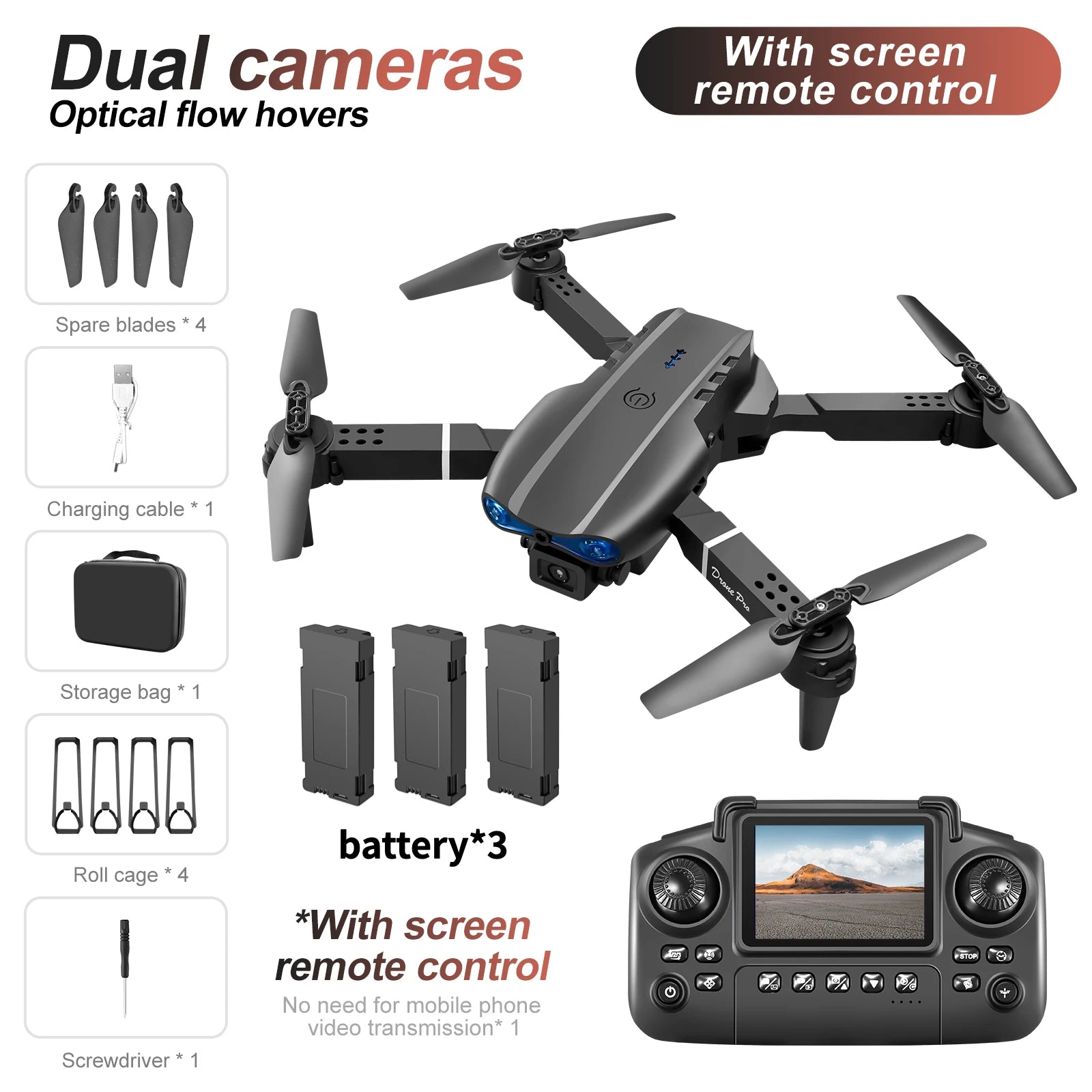 Drohne E88/E99 2025 Verbessert – Dual 4K HD Kamera