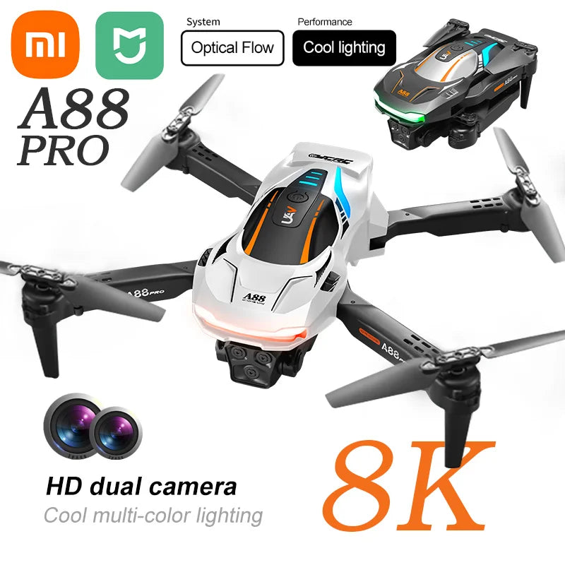 Drone 8K HD Professionnel Xiaomi Mijia A88, Caméra à Flux Optique, Évitement d’Obstacles, Moteur Sans Balais, Quadcopter Pliable RC