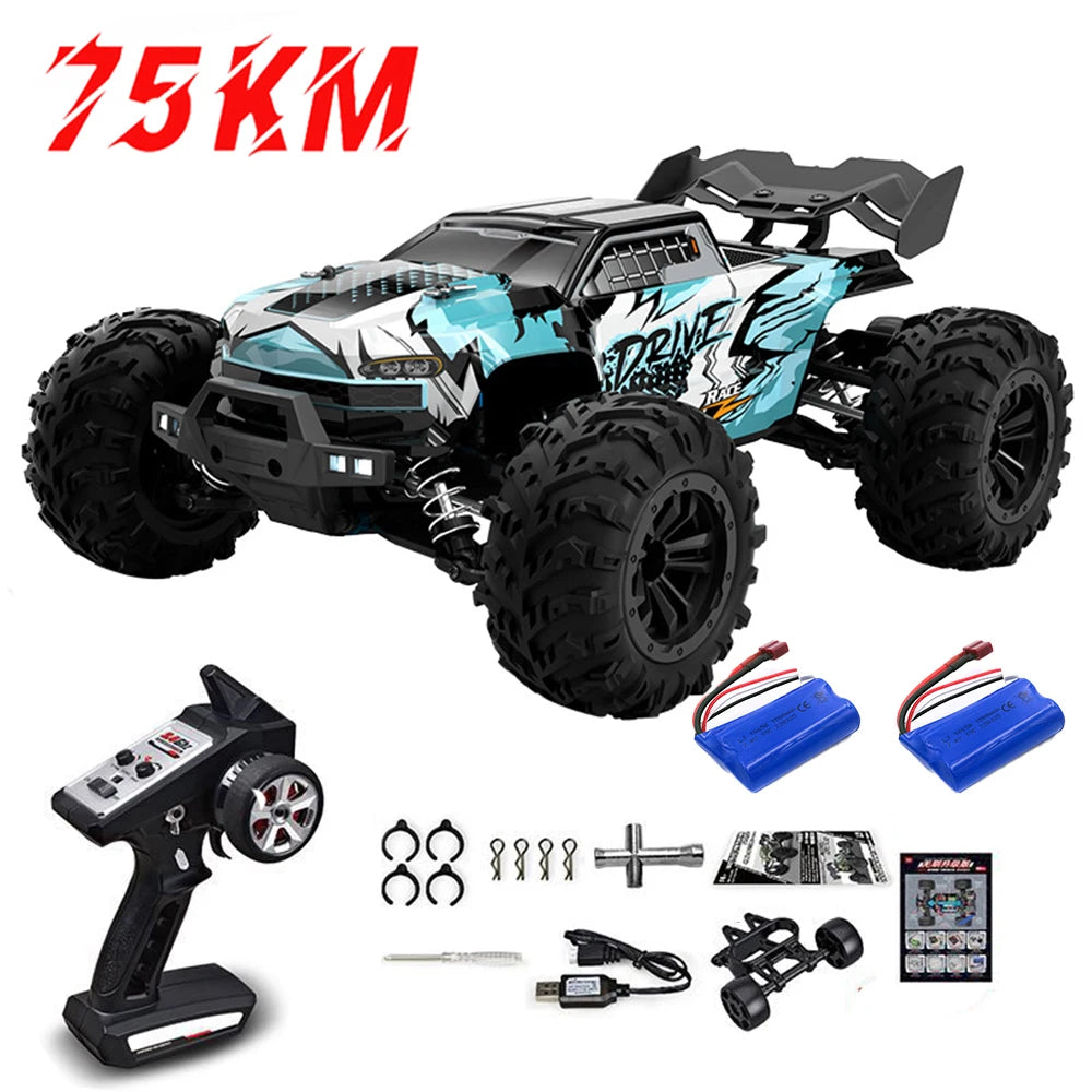 Voiture VersiRC avec Télécommande LED pour Enfants, 1:16, 75 KM/H ou 50 KM/H, Voitures Monster Truck à Dérive à Grande Vitesse, Jouets Vs Wltoys 144001