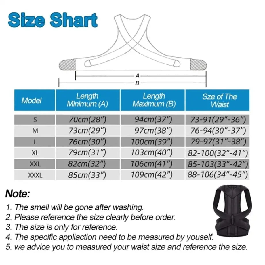 Posture Back Brace for Improved Spine, Launched Support, Belt, Upper and Lower Back 