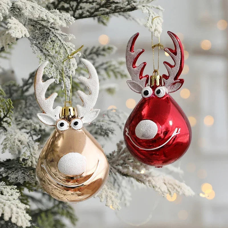 Ornements de Noël en plastique motif élan – Lot de 2 pièces, boules décoratives suspendues pour sapin et décoration de maison