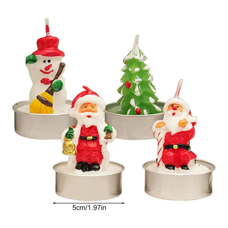 Creative Christmas Scented Candle, Santa Claus, Snowman, Enriched Tree, Soy Wax Aroma Candle, Gift Set, 4 Pieces Per Box 