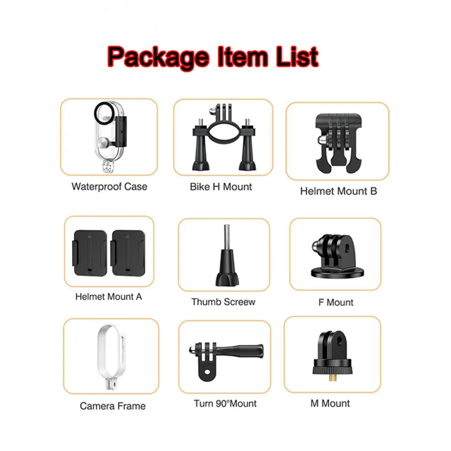 Accessoires Mini Caméra H88 – Étui Étanche, Supports Guidon, Casque et Vélo