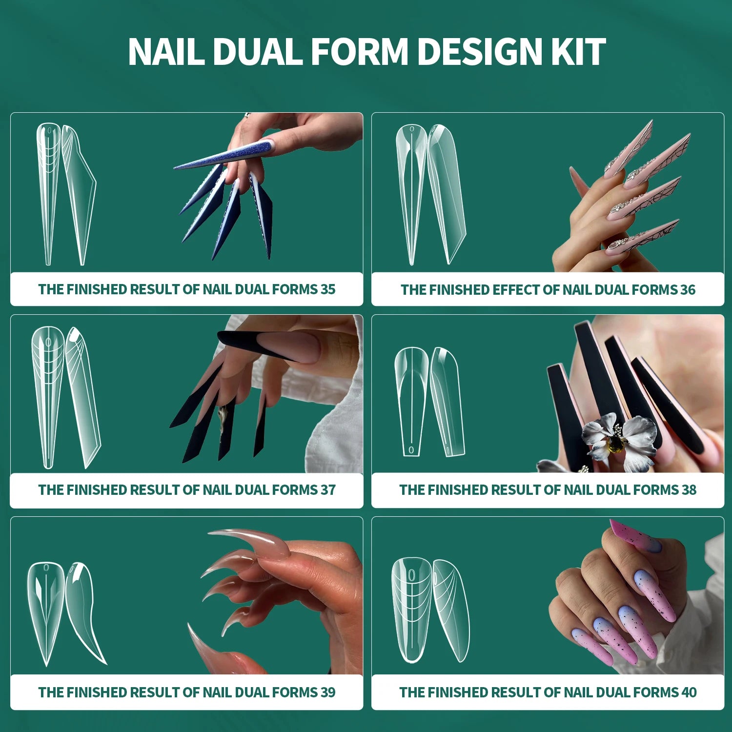 Kit de formes d’ongles doubles 6 en 1, 168 pièces