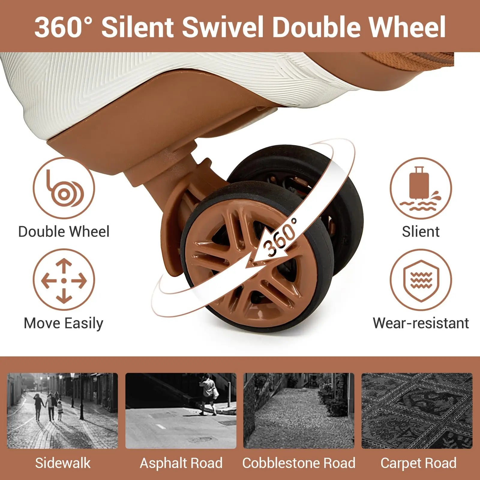 Ensemble de bagages de cabine ABS 3 pièces KONO, léger, serrure TSA, bagage à main pour voyage