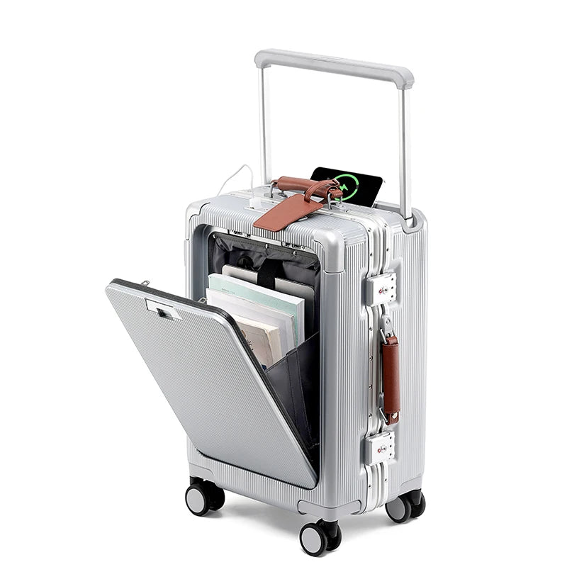 Valise rigide en PC avec ouverture frontale SUSHIMU – bagage à roulettes multifonctionnel, 20, 24 et 26 pouces