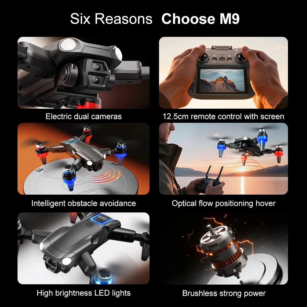 Drone M9 2025 Professionnel – 8K HD, Quadrirotor RC