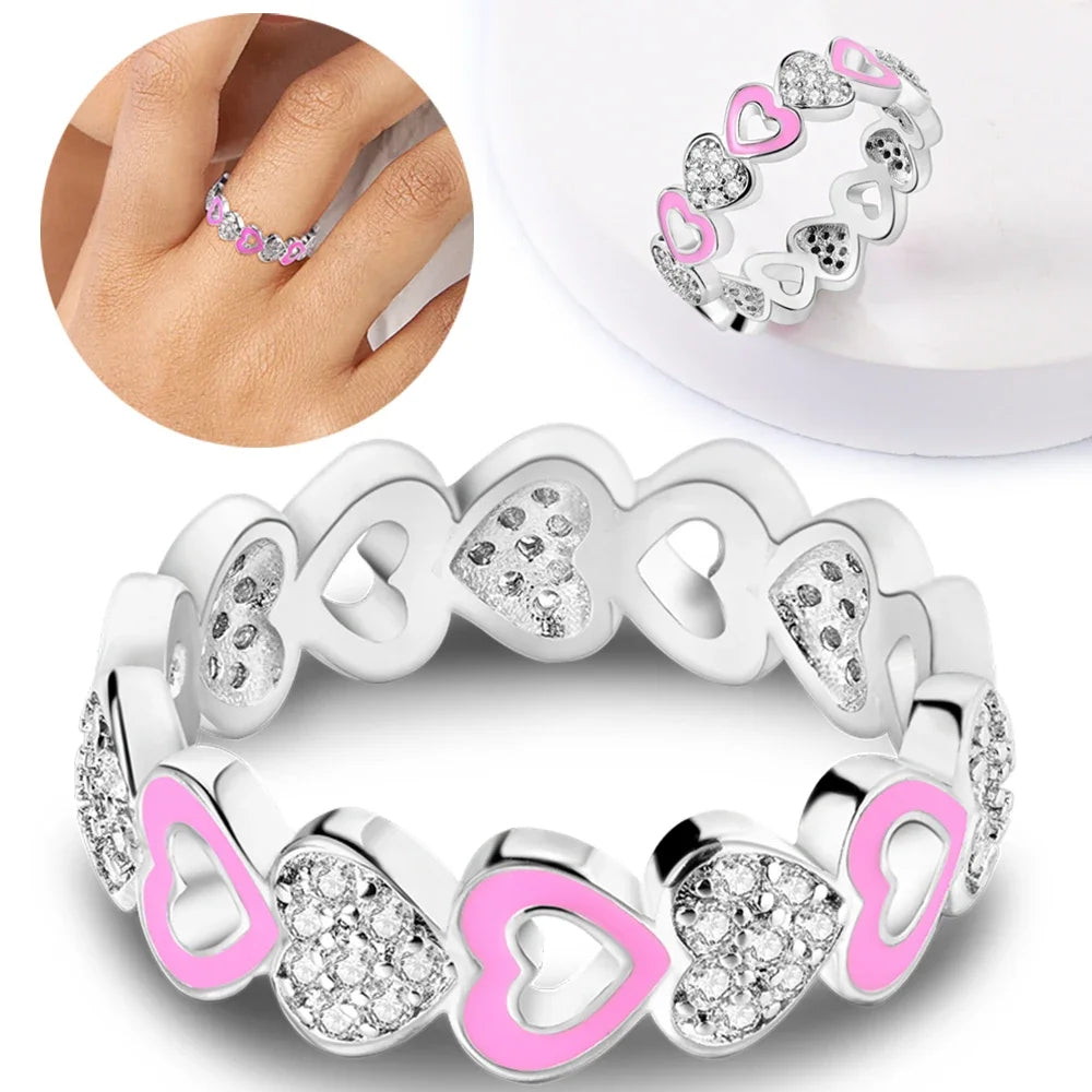 Heart Shape Silver Rings for Women Love Charms Pearl Simple Luxury Series Ring Jewelry