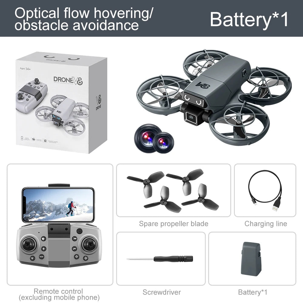 Mini Drone V86 4K HD 2025 – Caméra WIFI FPV, vol stationnaire, poche, quadrirotor RC, hélicoptère jouet, cadeau pour enfant