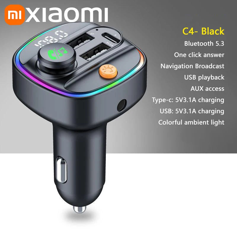 Bluetooth 5.3 FM Transmitter Freisprecheinrichtung Auto AUX Radio Modulator MP3 Player mit Schnellladeadapter Autozubehör 