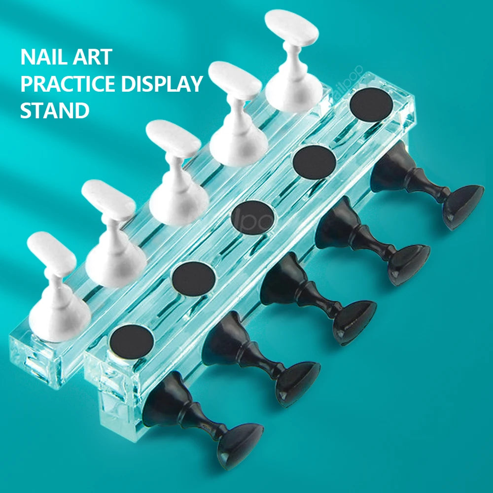 Présentoir de pratique pour faux ongles – 5 pièces, support magnétique échiquier