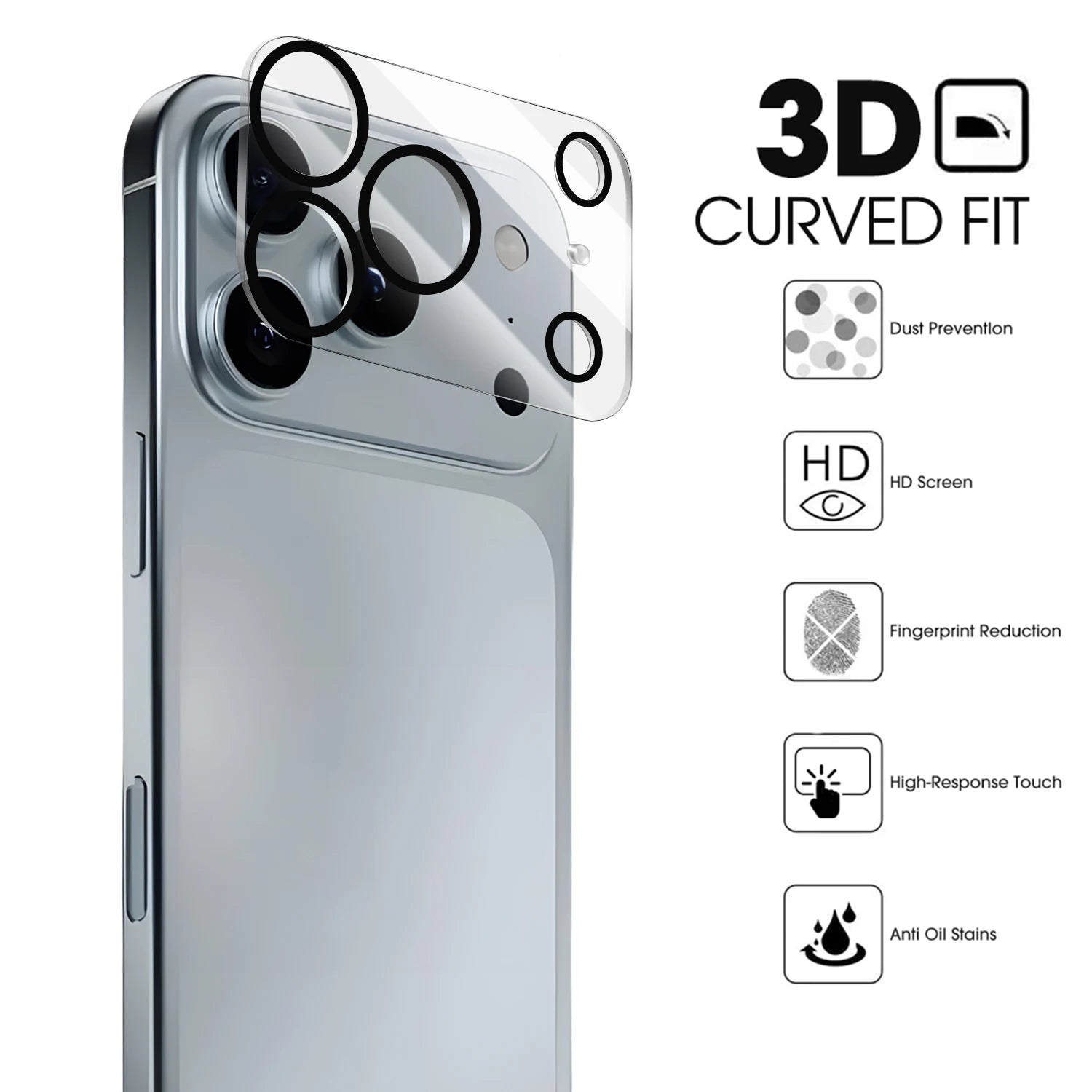 Protecteur d’objectif de caméra HD 9H pour iPhone 17 / 17 Air / 17 Pro Max