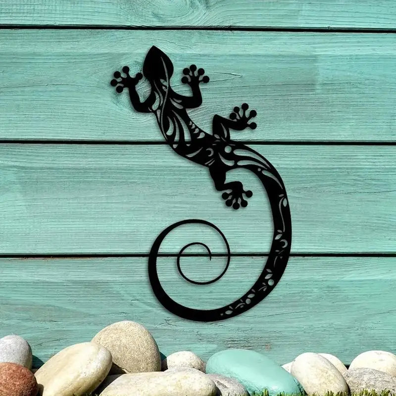 Gecko Lizard Wall Decor Metal Hanging Wall Sculpture Wall Art Outdoor Decor Garden Decor 