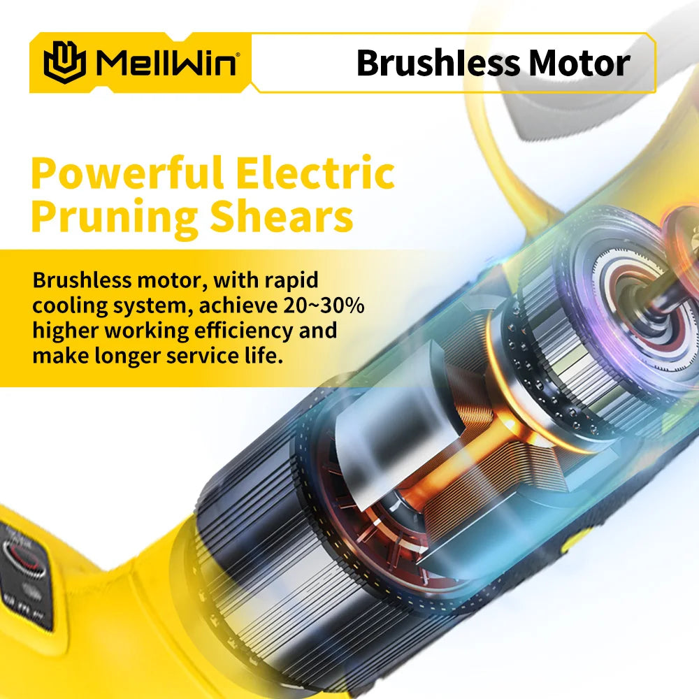 MELLWIN 30mm ciseaux de taille électriques sans brosse 2 vitesses sans fil arbre fruitier bonsaï sécateur outil de cisaillement pour Makita 18V batterie broche