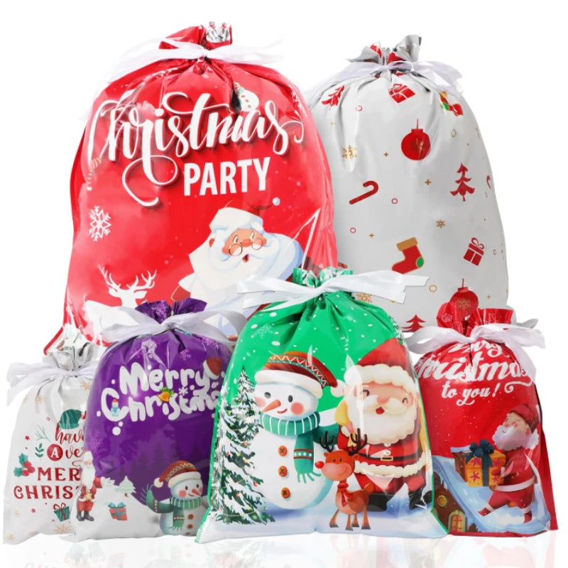 5/10 pièces emballage cadeau de noël sac à cordon joyeux noël père noël cadeaux sac Extra grande taille biscuits bonbons sacs Navidad