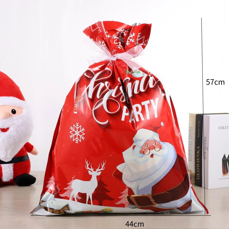 5/10 pièces emballage cadeau de noël sac à cordon joyeux noël père noël cadeaux sac Extra grande taille biscuits bonbons sacs Navidad