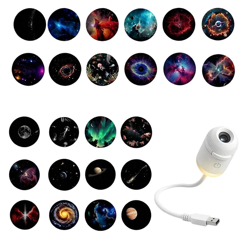 Mini Projecteur d’Étoiles USB 2 en 1 – 12 Films Ciel Étoilé pour Maison & Voiture