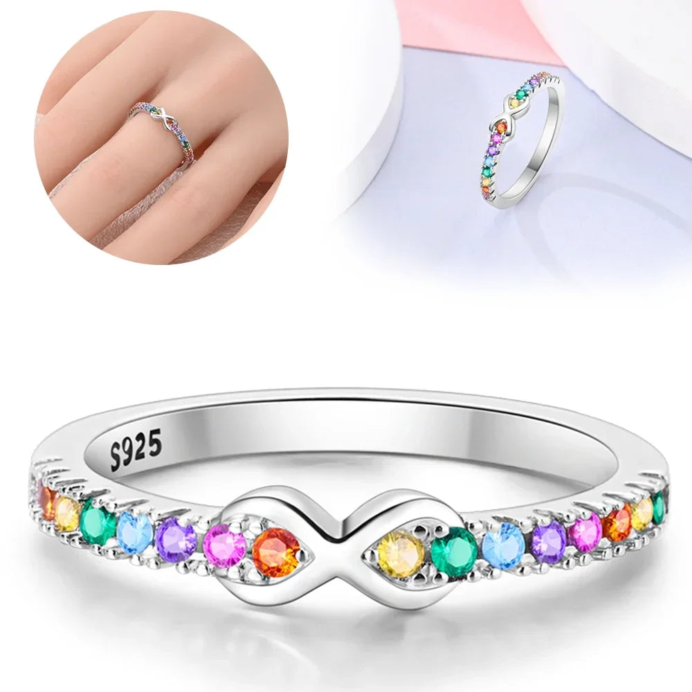 Colorful Zircon Sun Moon Star Stackable Rings for Women.