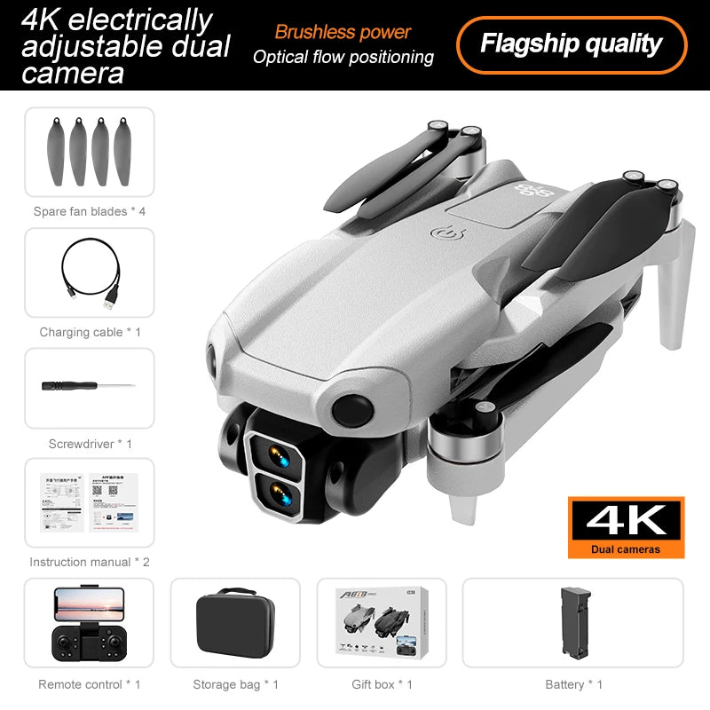Drone A888 Pro 4K HD Aerial Photography Dual Camera Brushless Optical Flow Foldable RC Quadcopter