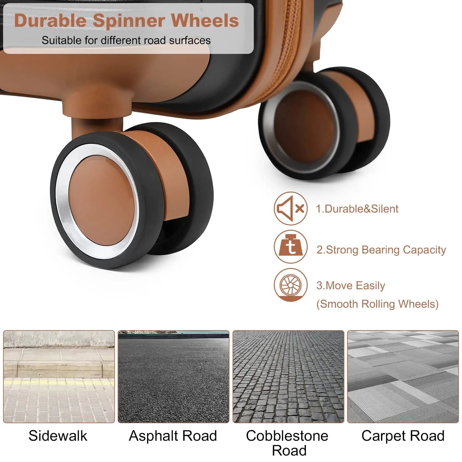 Valise rigide 100 % PP avec 8 roues tournantes et serrure TSA – 56/66/76 cm British Traveller