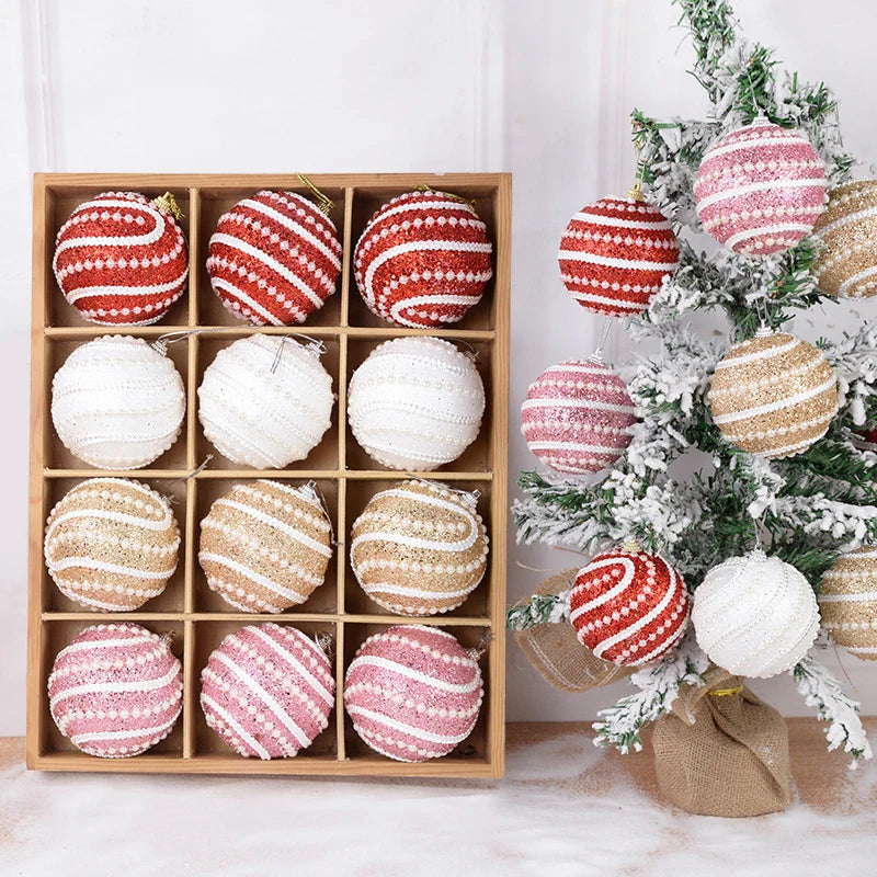 Boules de Noël, décoration de Noël à paillettes, arbre de Noël, décoration d'intérieur, fête de Noël, 8cm, 2 pièces, 4 pièces