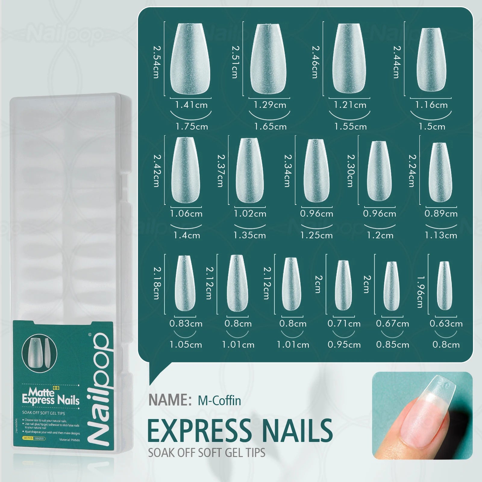 Faux ongles mats et doux, 240 pièces