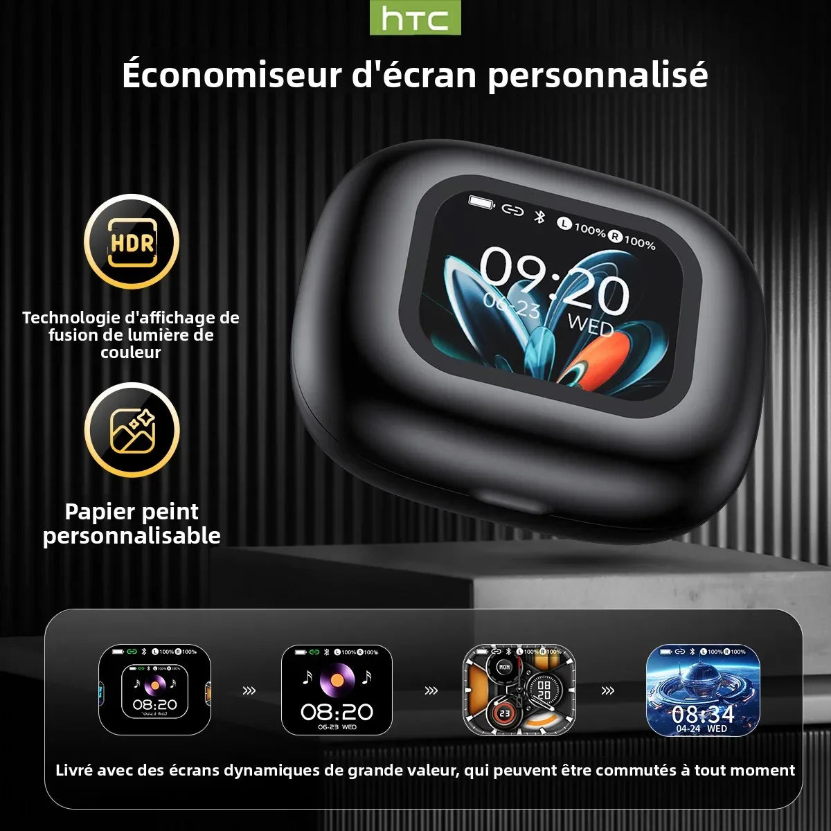 Écouteurs Bluetooth HTC NE27, traducteur IA, casque de sport OWS, écran LCD, casque sans fil, crochet d'oreille lumineux, longue durée de vie
