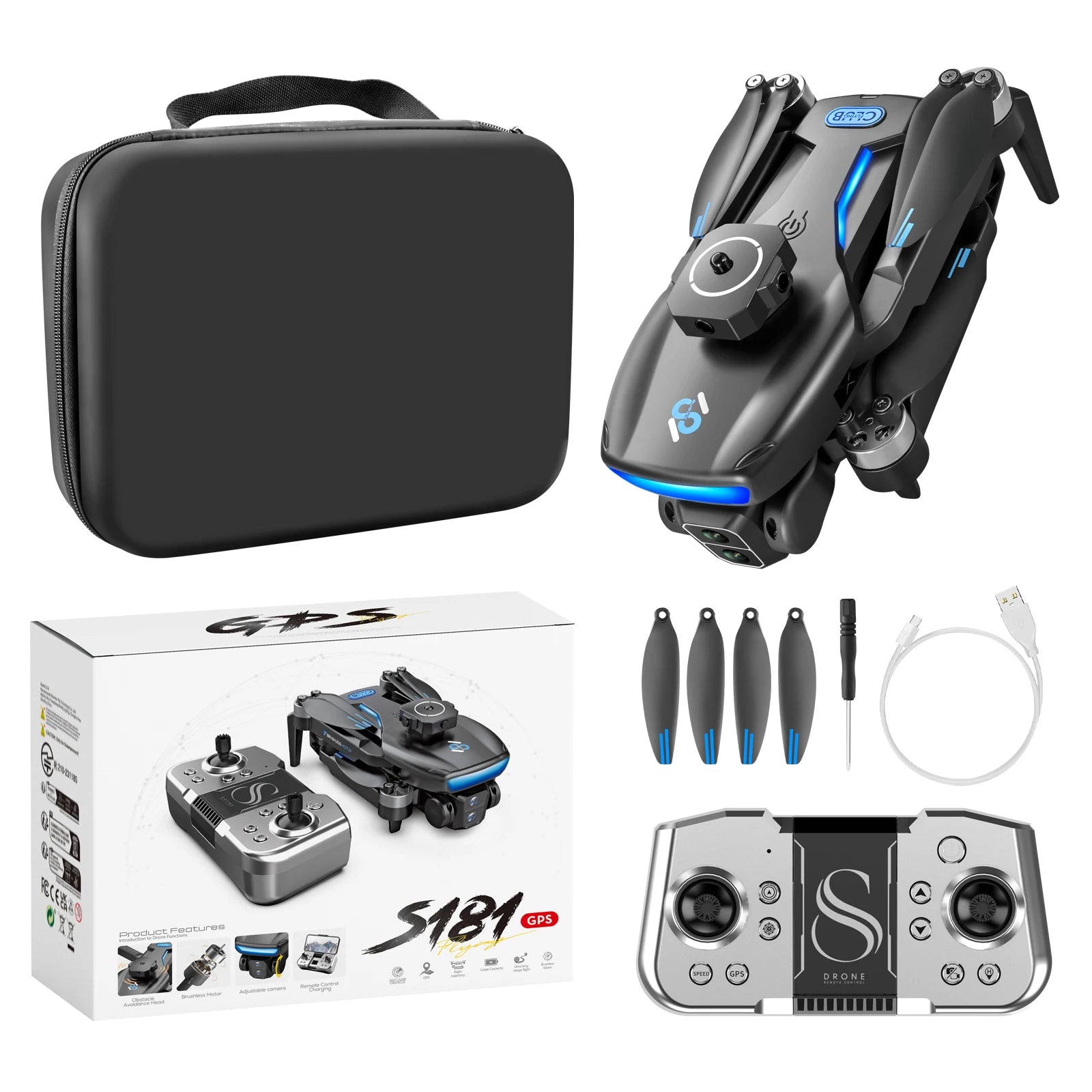 Drone GPS professionnel S33 – 5G, 8K HD, double caméra, évitement d’obstacles, jouet RC pour adolescents et adultes
