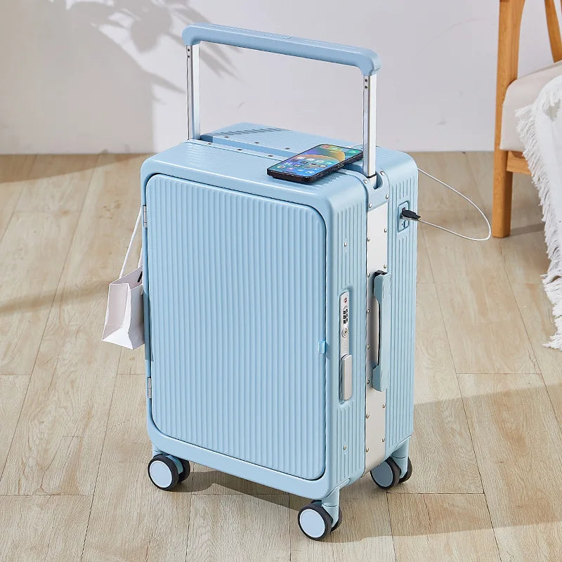Grande valise rigide en PC + ABS avec cadre en aluminium SUSHIMU – bagage à roulettes à ouverture avant, 20 et 25 pouces