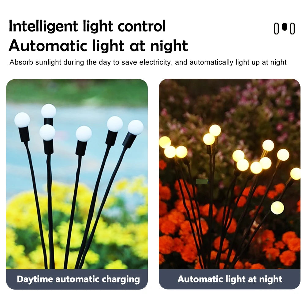 Lumières Solaires Lucioles NEWSTYLE – 8 LED / 10 LED Oscillantes Blanc Chaud