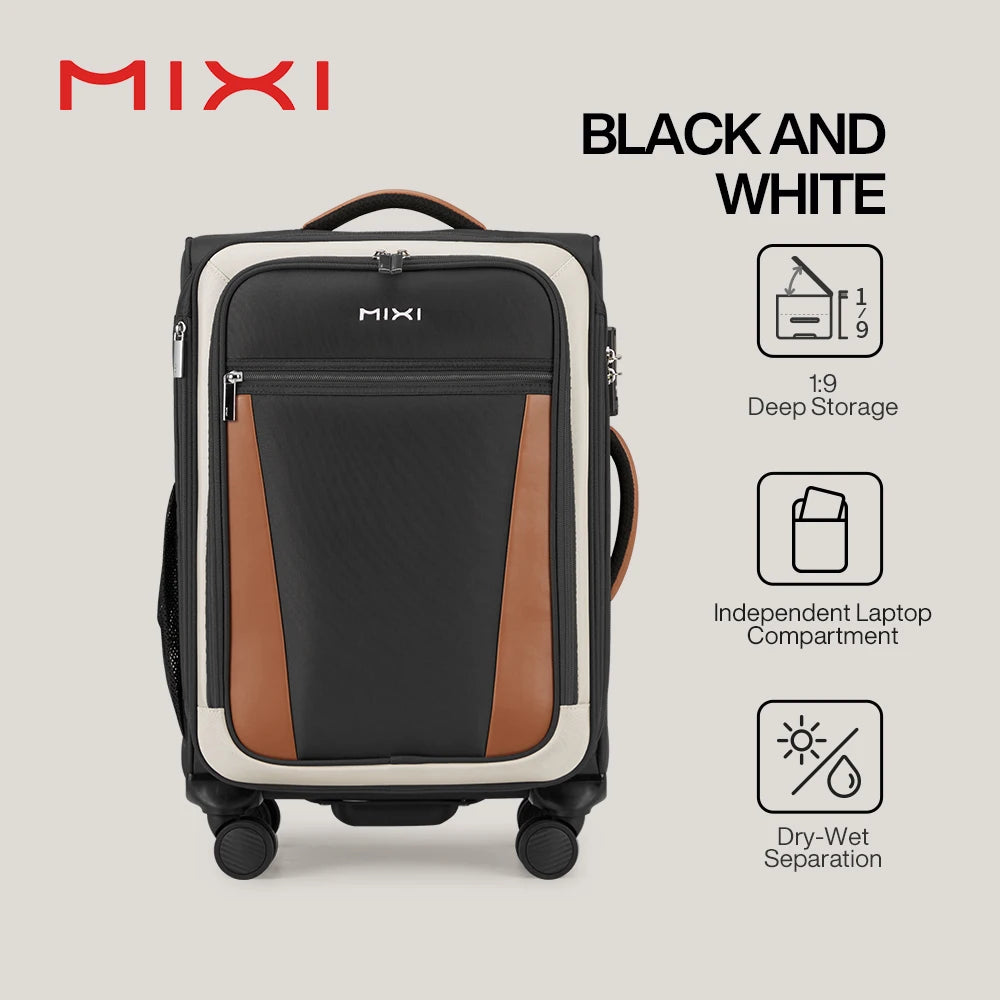 Valise Oxford pour voyage d’affaires Mixi – hommes et femmes, bagage à main, Spinner roues, 20 pouces
