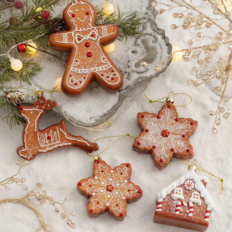 Décorations de Noël, Bonhomme en pain d'épice, Pendentif de décoration d'arbre de Noël créatif, bonhomme de biscuit, flocon de neige, wapiti